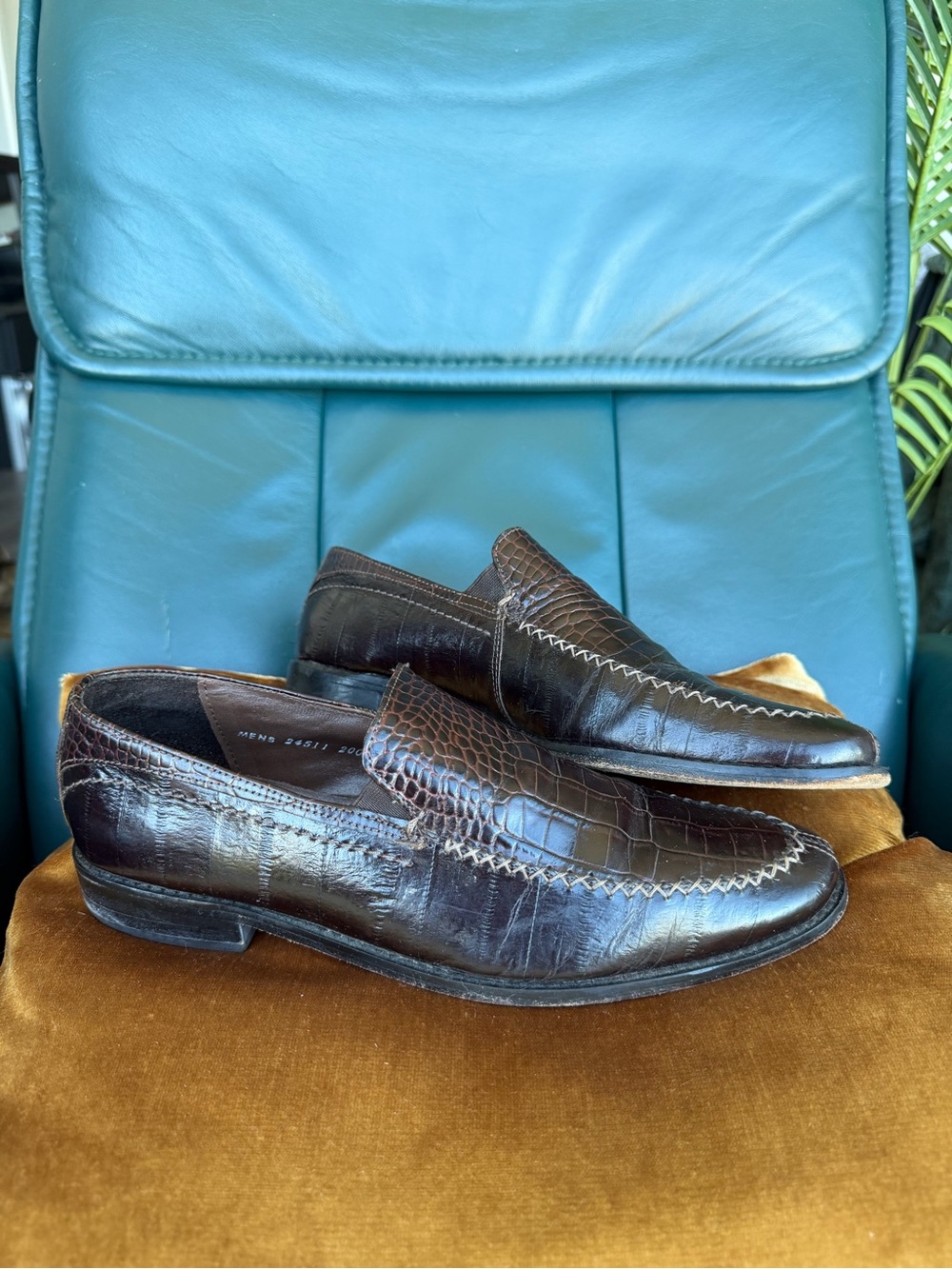 Stacy Adam’s Brown Crocodile Pattern Dress Shoes Men’s Size 10 - Picture 1 of 5